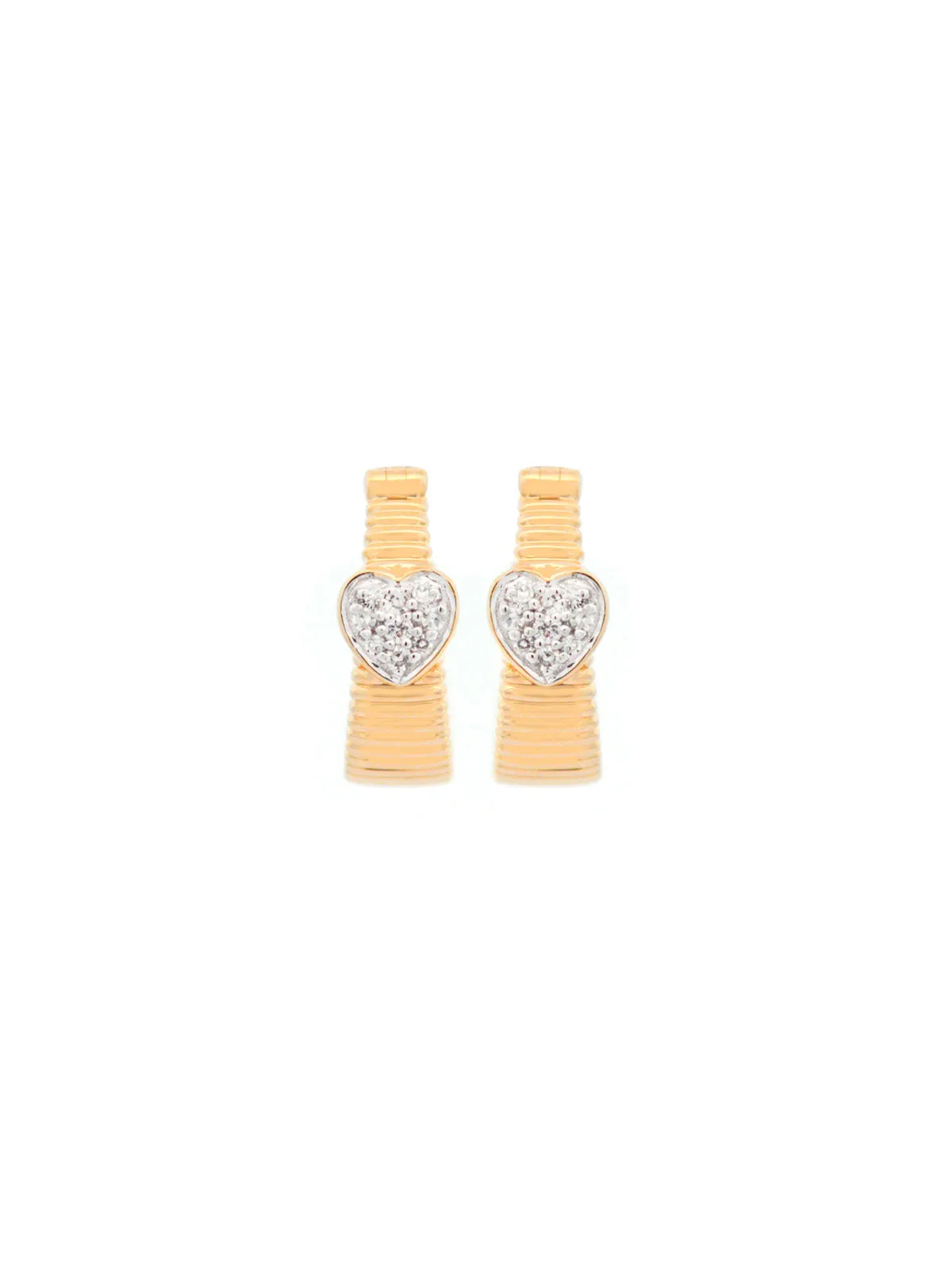0.11ct Diamond 14K Gold Heart Grooved Earrings sold by Wish Fine Jewelry product image thumbnail 2