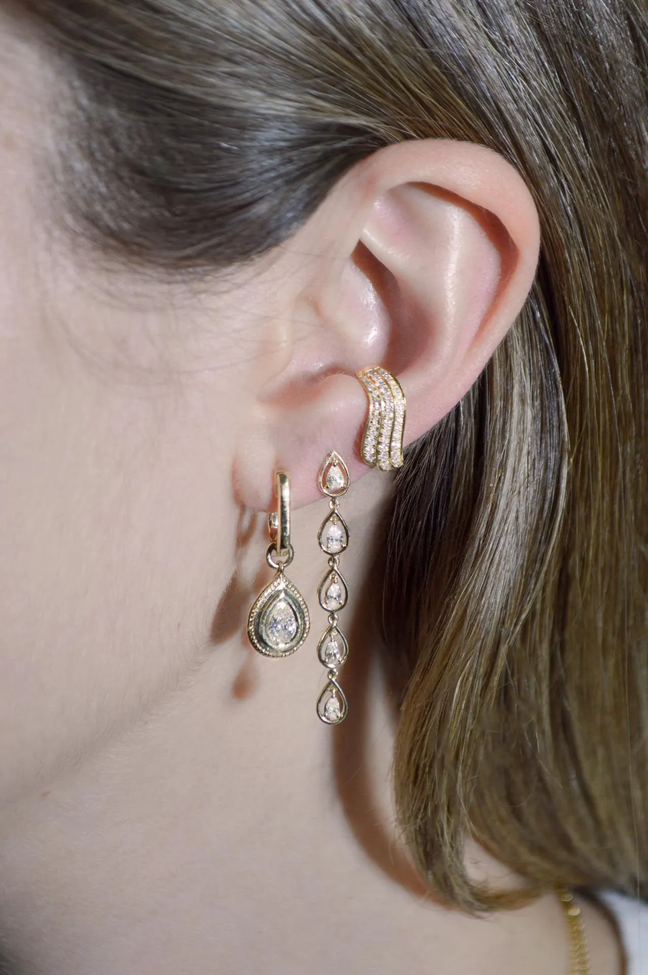 0.72ct Diamond 14K Gold Dangle Drop Earrings sold by Wish Fine Jewelry product image thumbnail 2