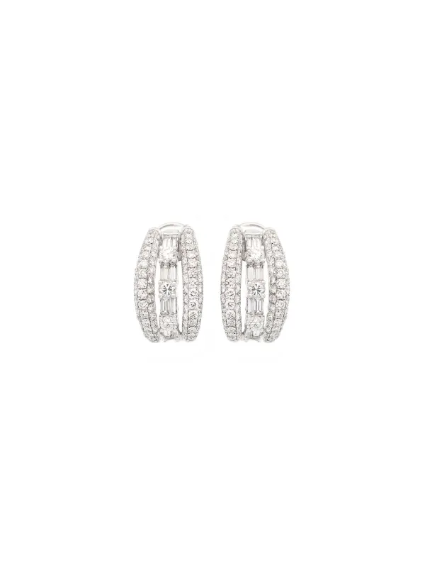 4.50ct Diamond 14K Gold Triple Row Half Hoop Earrings sold by Wish Fine Jewelry