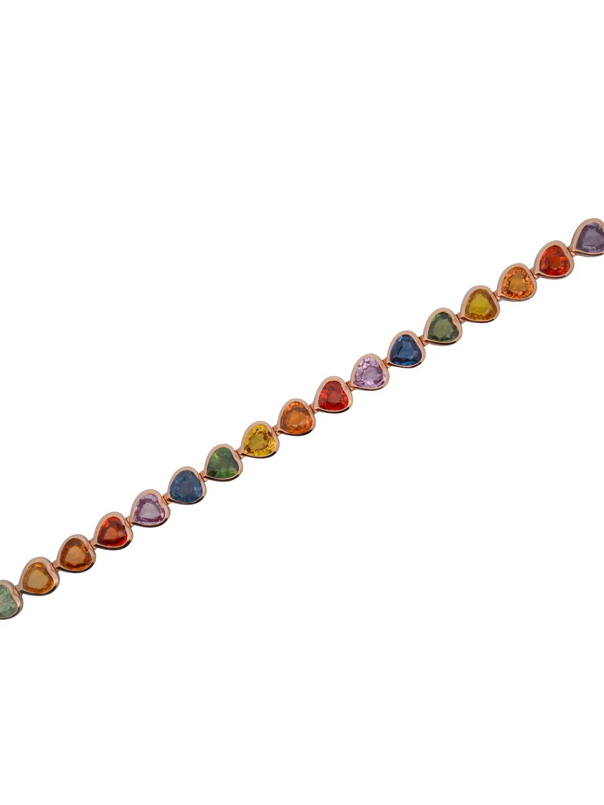 14.58ct Multi Sapphire 18K Gold Bezel Heart Bracelet sold by Wish Fine Jewelry product image thumbnail 3