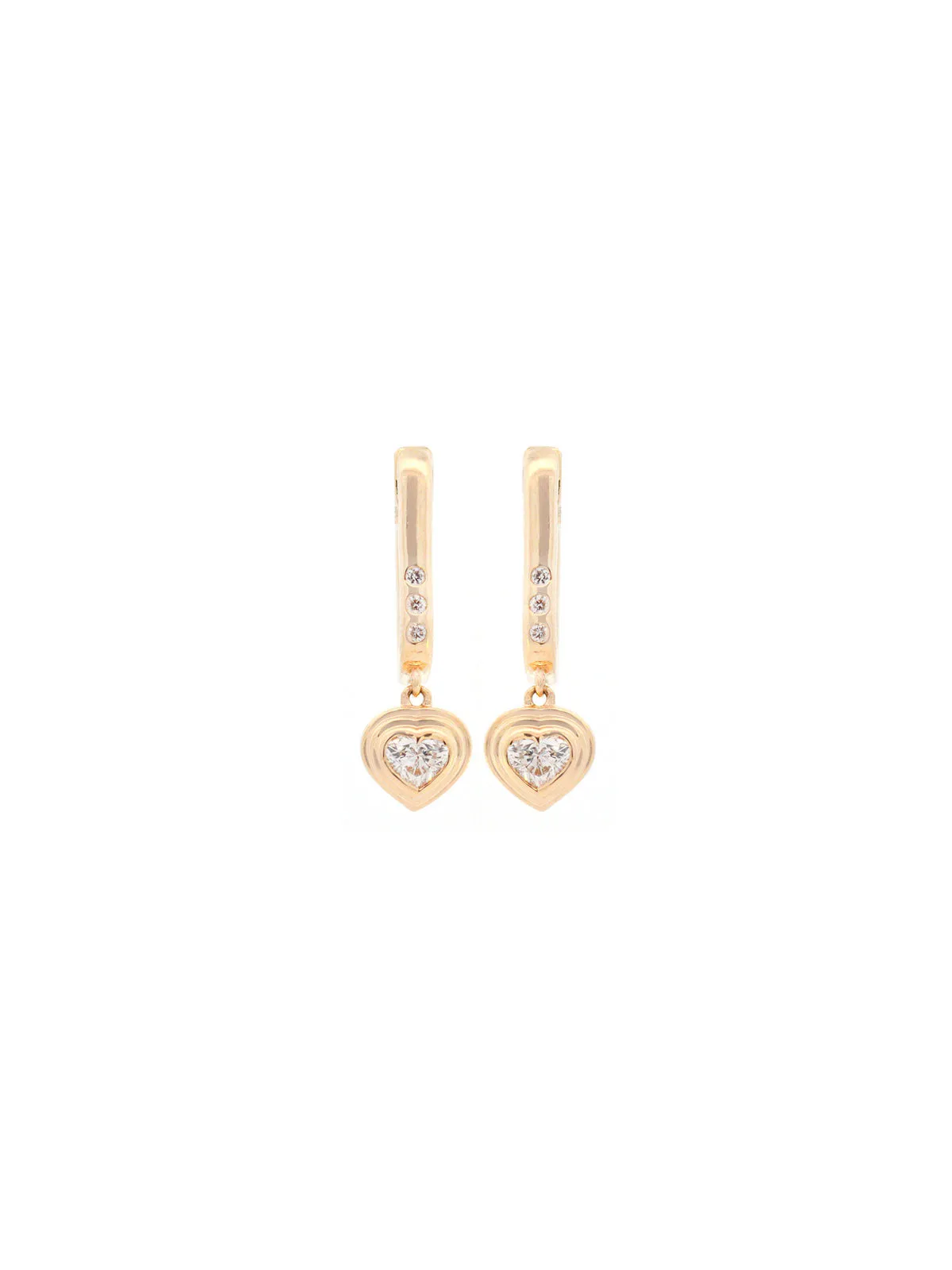 0.51ct Diamond 14K Gold Heart Dangle Drop Hoop Earrings sold by Wish Fine Jewelry