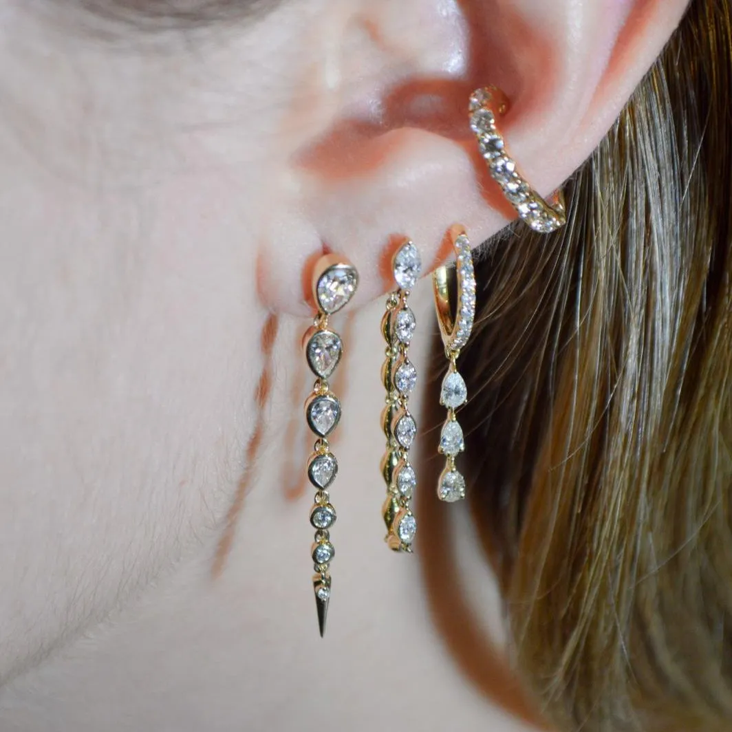 0.77ct Diamond 14K Gold Pear Bezel Chain Earrings sold by Wish Fine Jewelry product image thumbnail 3