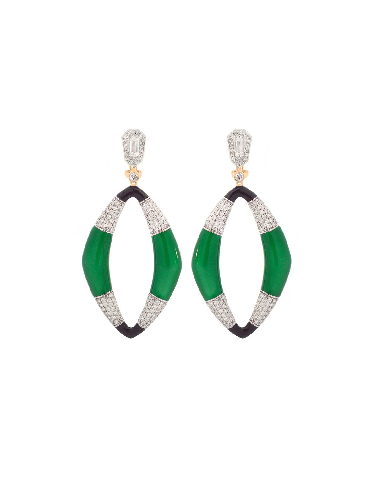 5.04ct Diamond 14K Gold Enamel Statement Earrings sold by Wish Fine Jewelry
