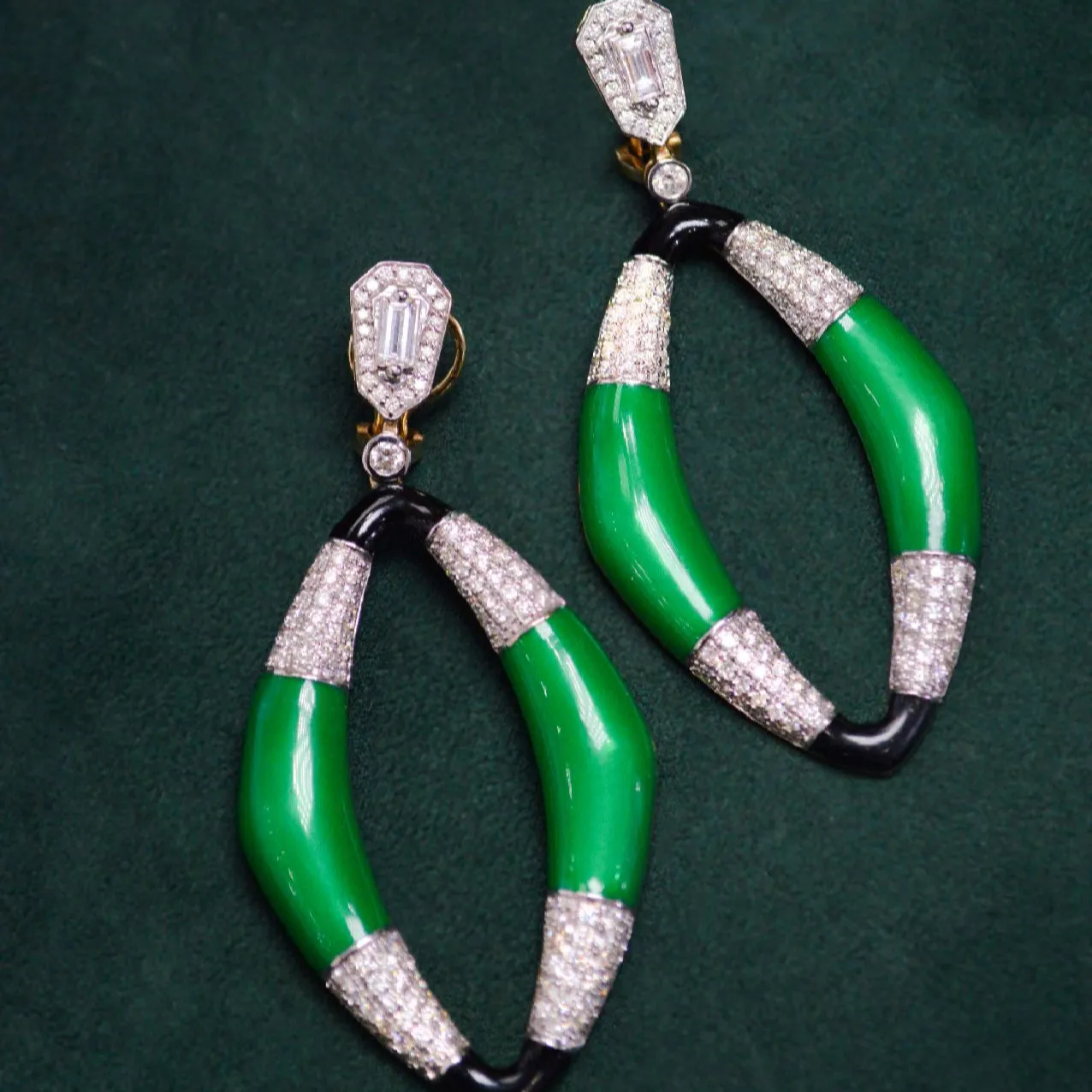 5.04ct Diamond 14K Gold Enamel Statement Earrings sold by Wish Fine Jewelry product image thumbnail 2