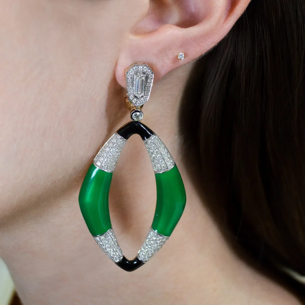 5.04ct Diamond 14K Gold Enamel Statement Earrings sold by Wish Fine Jewelry product image thumbnail 3