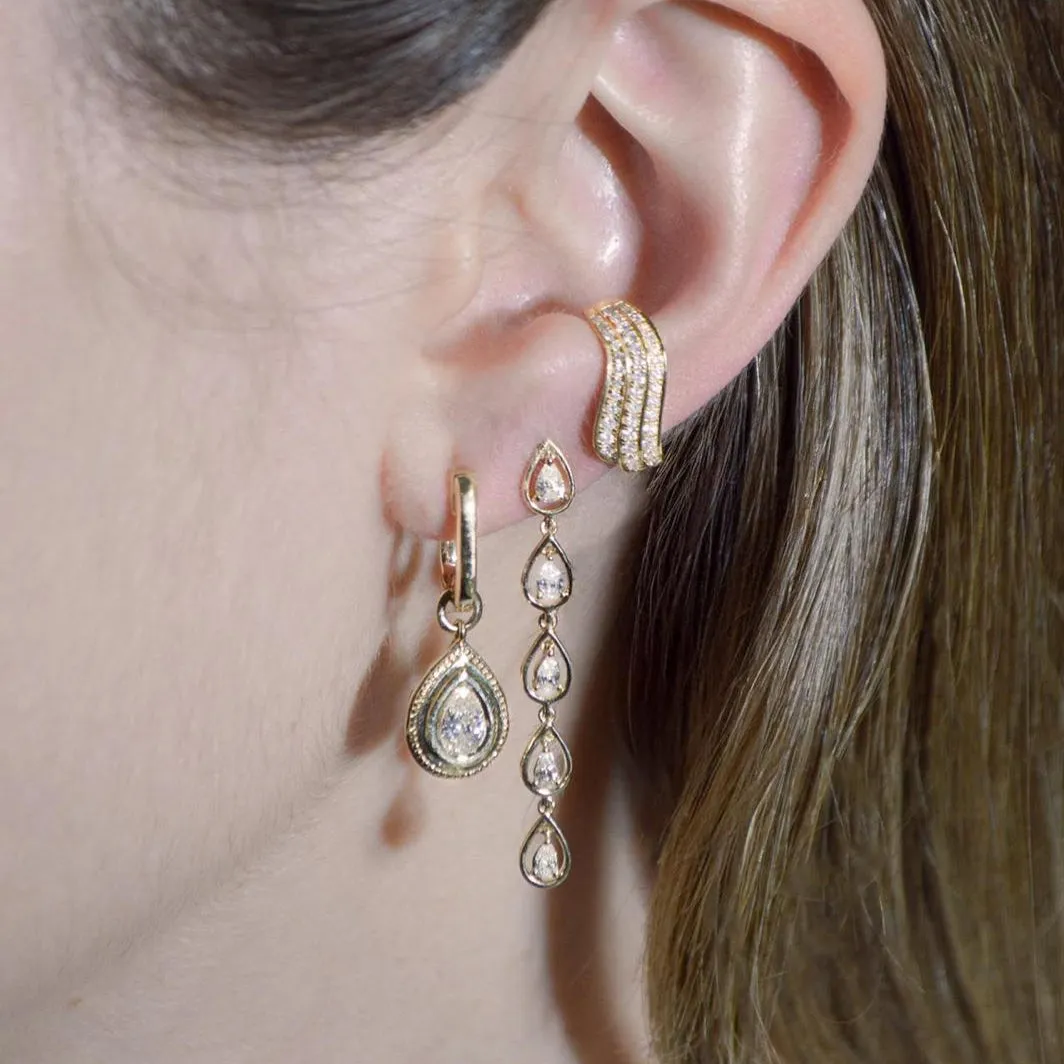 0.88ct Diamond 14K Gold Pear Hoop Dangle Drop Earrings sold by Wish Fine Jewelry product image thumbnail 2