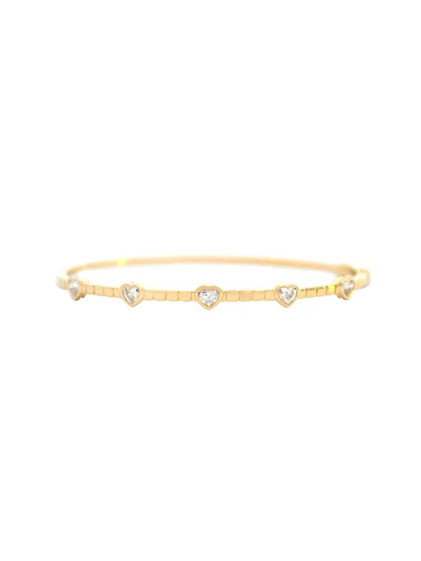 0.68ct Diamond 14K Gold Heart Bangle Bracelet sold by Wish Fine Jewelry
