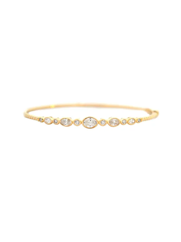 0.99ct Diamond 14K Gold Bezel Bangle Bracelet sold by Wish Fine Jewelry
