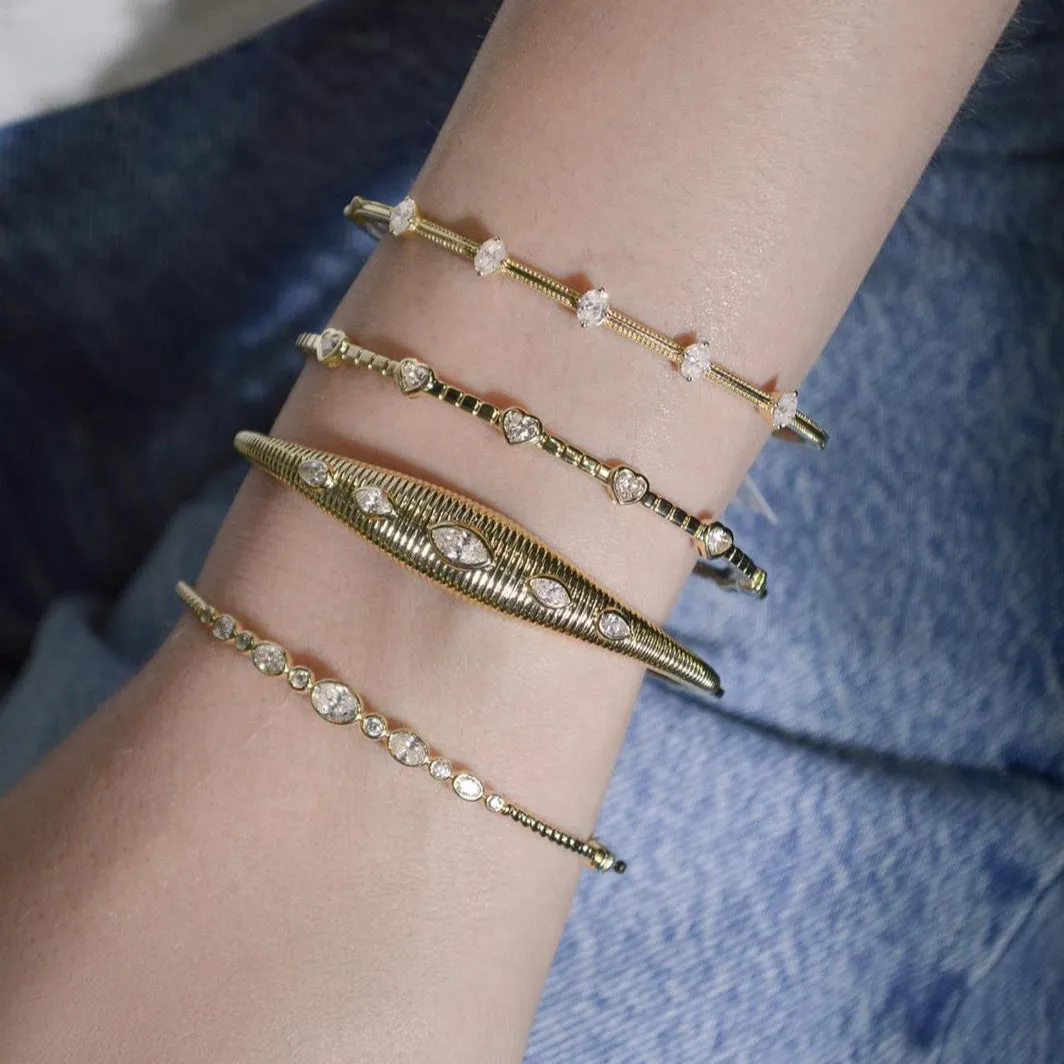 0.99ct Diamond 14K Gold Bezel Bangle Bracelet sold by Wish Fine Jewelry product image thumbnail 2