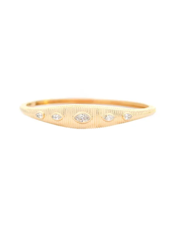 0.70ct Diamond 14K Gold Marquise Textured Bangle Bracelet sold by Wish Fine Jewelry