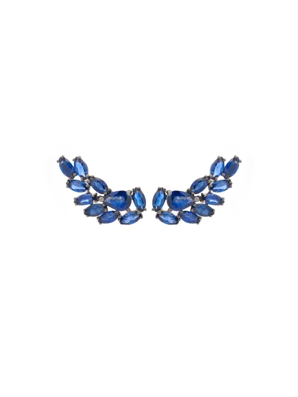 3.30ct Sapphire 18K Gold Cluster Climber Earrings sold by Wish Fine Jewelry
