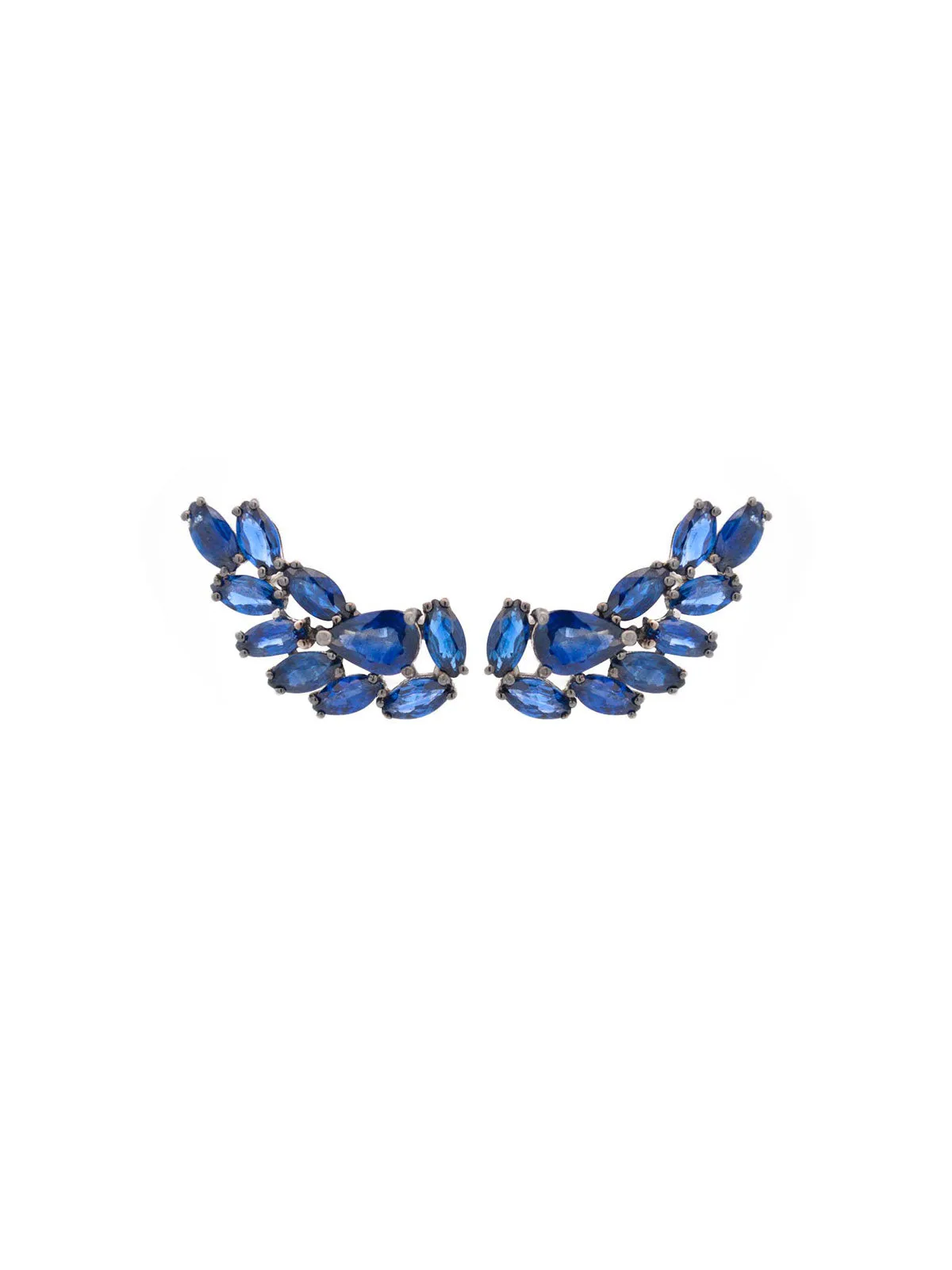 3.30ct Sapphire 18K Gold Cluster Climber Earrings sold by Wish Fine Jewelry