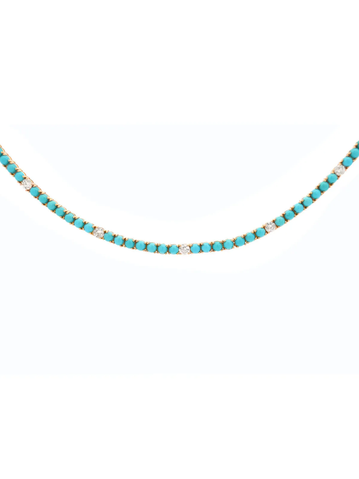 5.90ct Diamond Turquoise 18K Gold Tennis Necklace sold by Wish Fine Jewelry