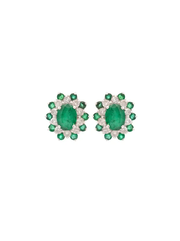 4.66ct Diamond Emerald 18K Gold Earrings sold by Wish Fine Jewelry