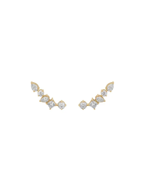 1.38ct Diamond 18K Gold Multi Shaped Climber Earrings sold by Wish Fine Jewelry