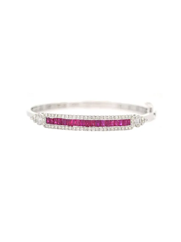 3.60ct Diamond Ruby 14K Gold Vintage Style Bangle Bracelet sold by Wish Fine Jewelry