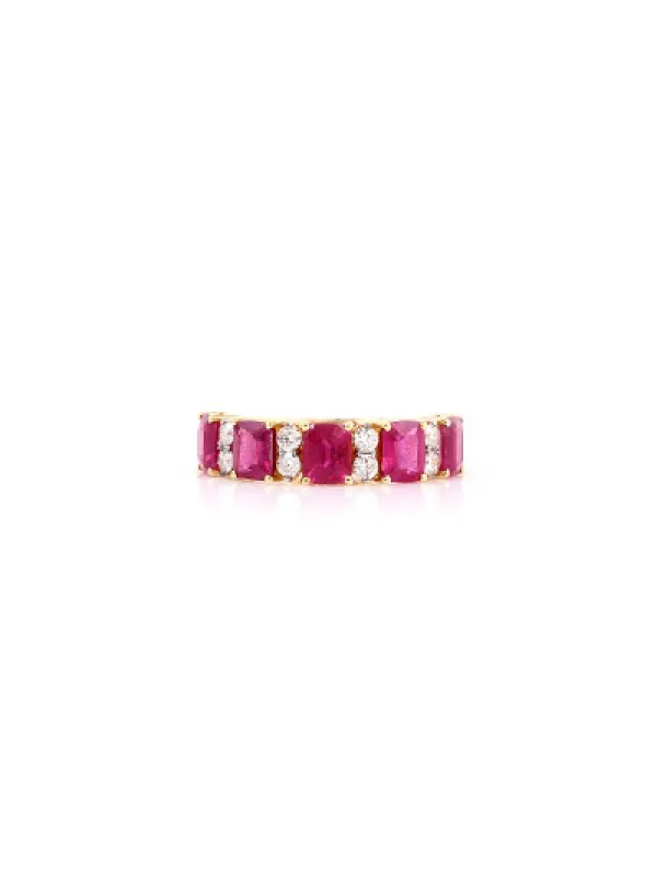 3.39ct Ruby Diamond 14K Gold Half Eternity Ring sold by Wish Fine Jewelry