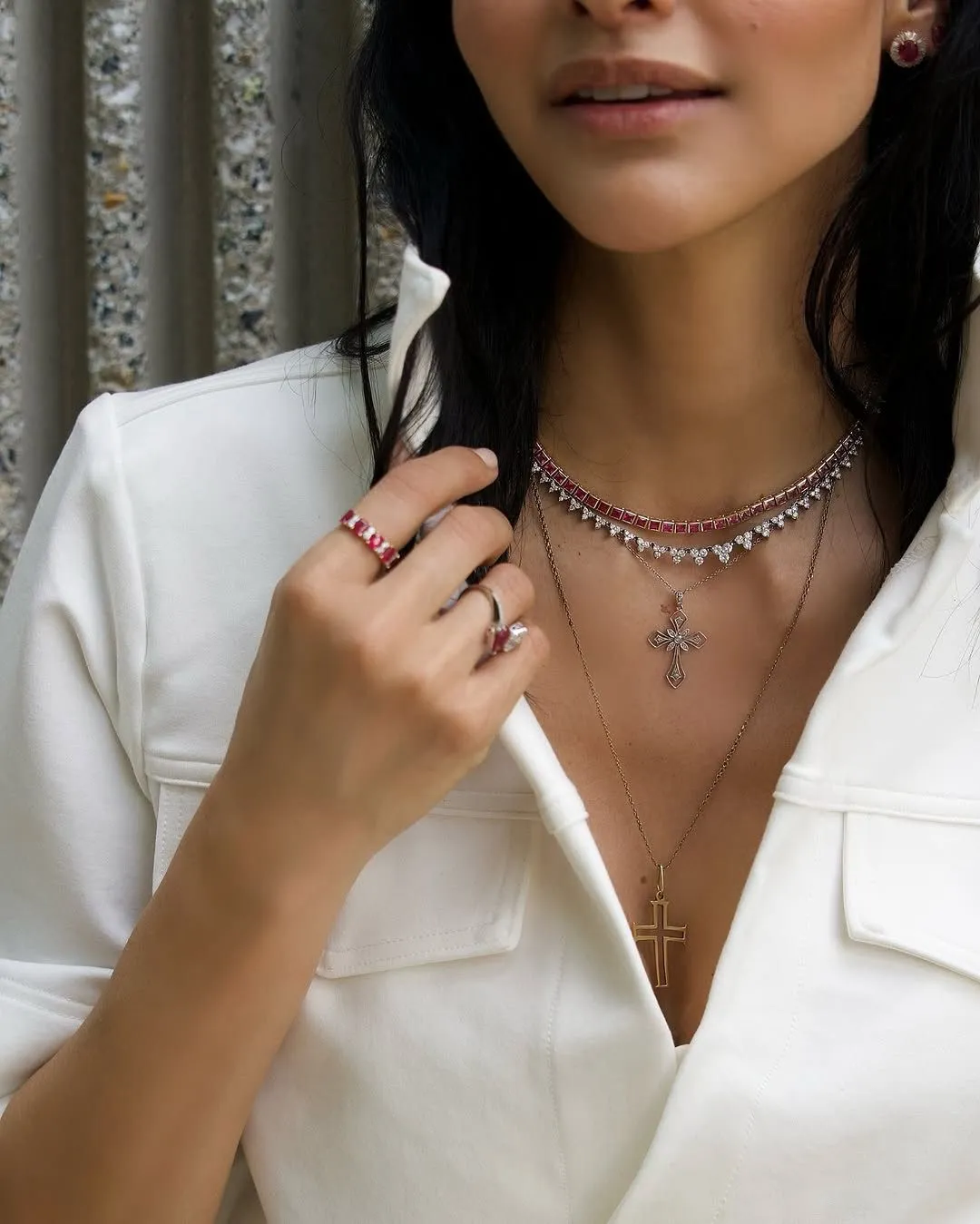 9.10ct Pink Sapphire 14K Gold Tennis Necklace sold by Wish Fine Jewelry product image thumbnail 2