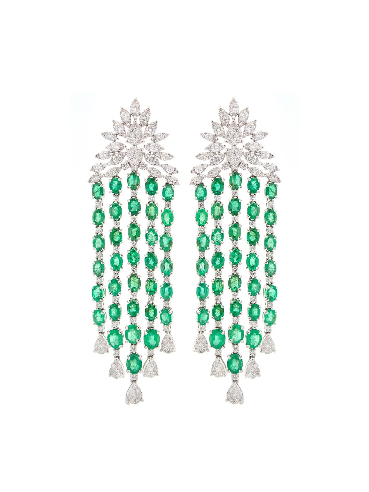 15.26ct Emerald Diamond 18K Gold Statement Earrings sold by Wish Fine Jewelry