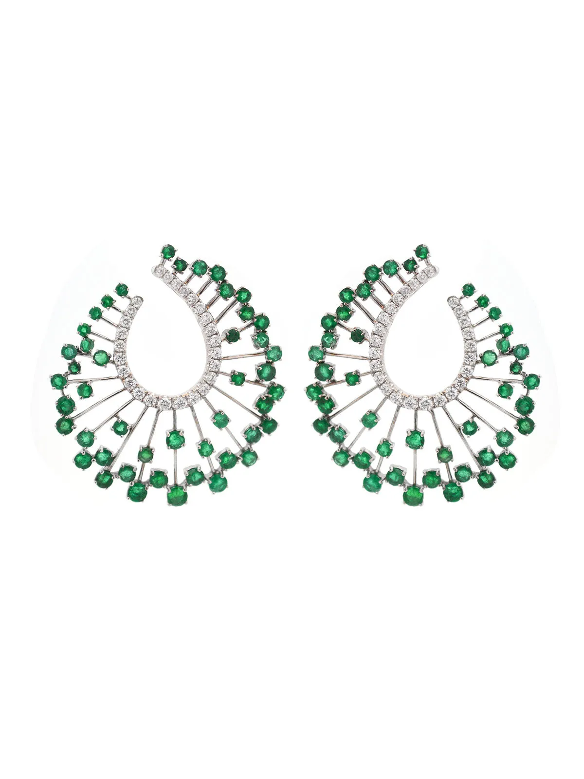 6.04ct Emerald Diamond 18K Gold Pear Halo Earrings sold by Wish Fine Jewelry