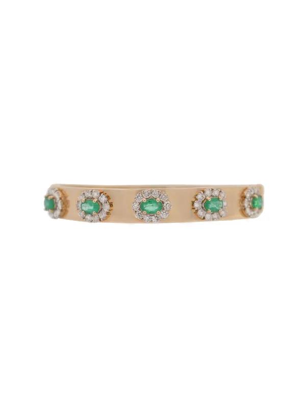 4.85ct Diamond Emerald 14K Gold Bangle Bracelet sold by Wish Fine Jewelry