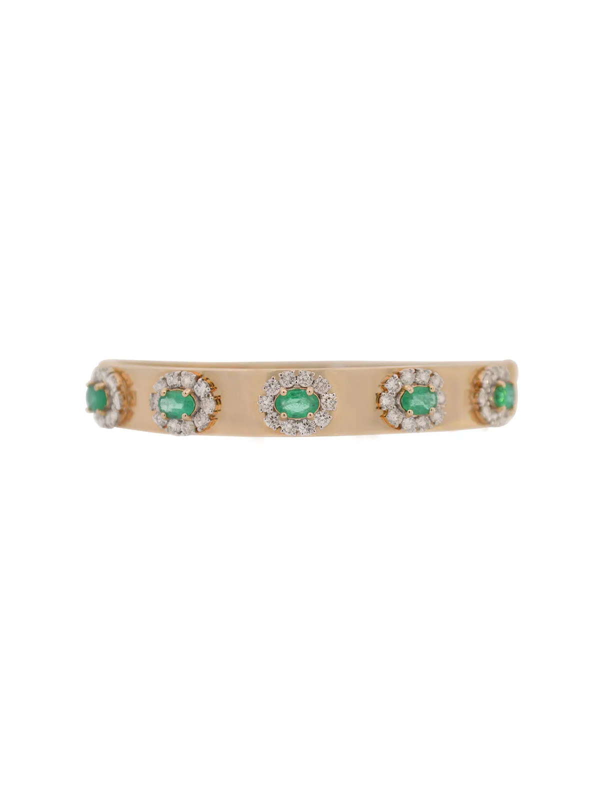 4.85ct Diamond Emerald 14K Gold Bangle Bracelet sold by Wish Fine Jewelry
