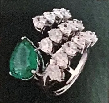 4.19ct Diamond & Emerald 18K Gold Spiral Ring sold by Wish Fine Jewelry product image thumbnail 4