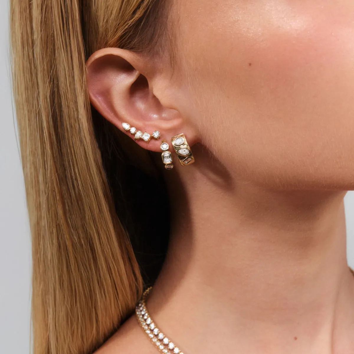 0.50ct Diamond 14K Gold Multi Shaped Dainty Hoop Earrings sold by Wish Fine Jewelry product image thumbnail 2