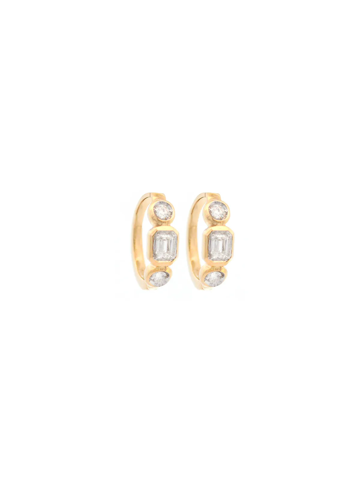 0.50ct Diamond 14K Gold Multi Shaped Dainty Hoop Earrings sold by Wish Fine Jewelry
