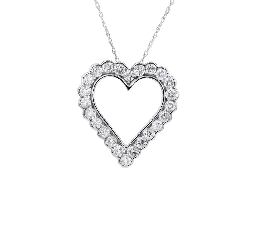 1.00ct Diamond 14K Gold Heart Pendant Chain Necklace sold by Wish Fine Jewelry product image thumbnail 2