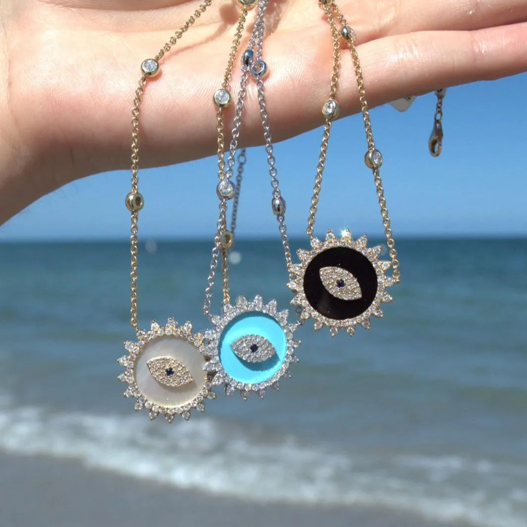 1.80ct Diamond Onyx 14K Gold Evil Eye Pendant Chain Necklace sold by Wish Fine Jewelry product image thumbnail 3