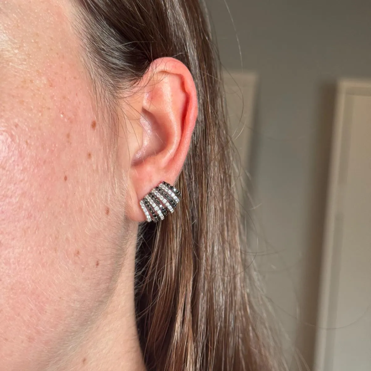 1.27ct Black Diamond 18K Gold Cluster Earrings sold by Wish Fine Jewelry product image thumbnail 3