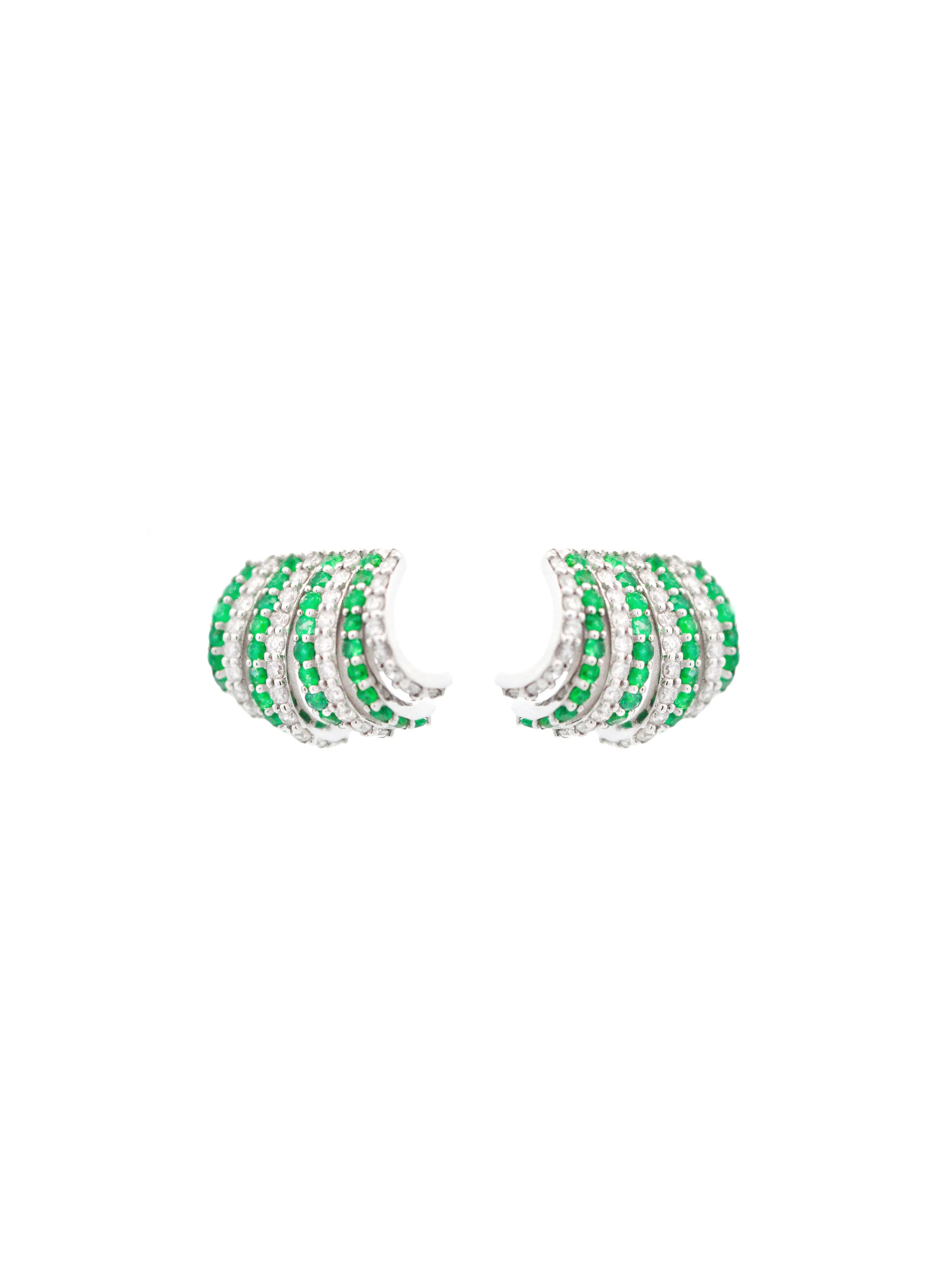1.18ct Diamond Emerald 18K Gold Cluster Earrings sold by Wish Fine Jewelry product image thumbnail 2