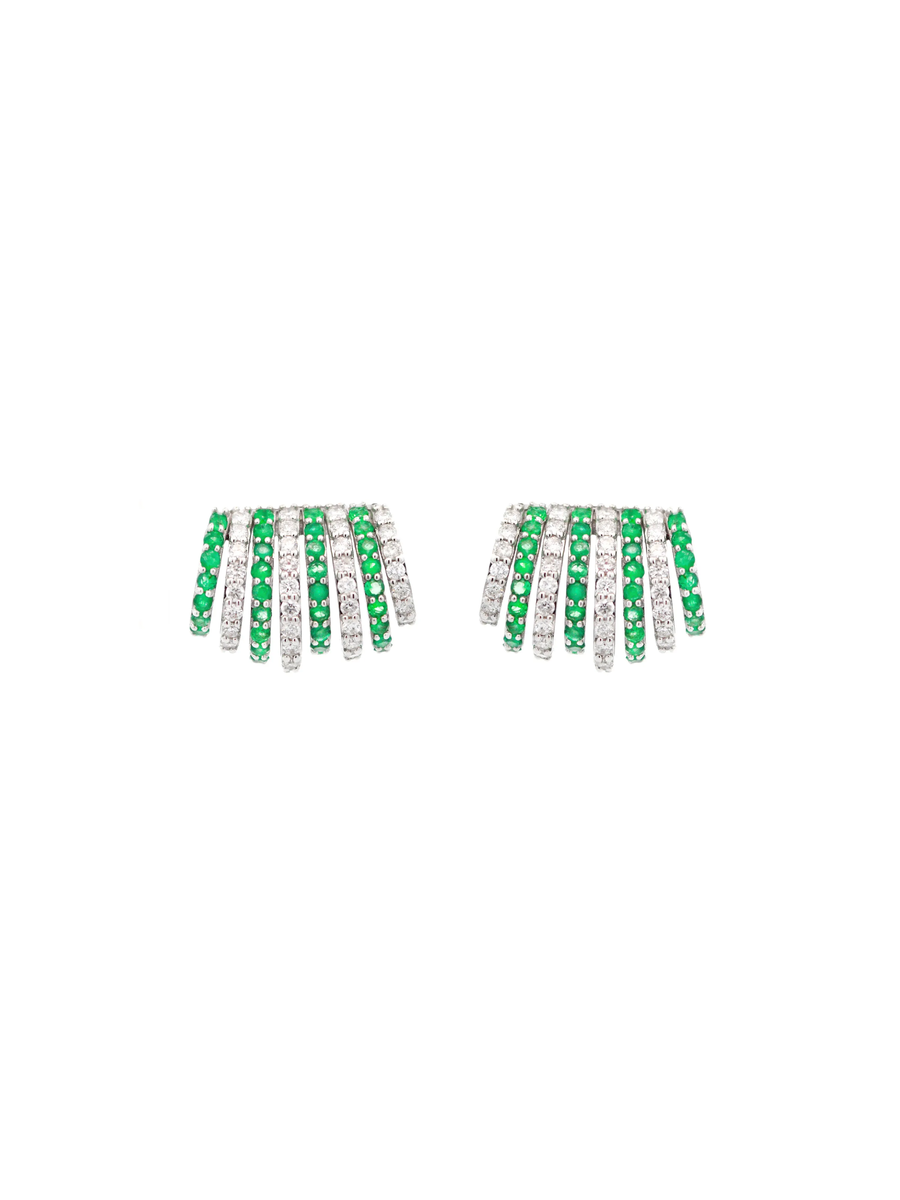 1.18ct Diamond Emerald 18K Gold Cluster Earrings sold by Wish Fine Jewelry
