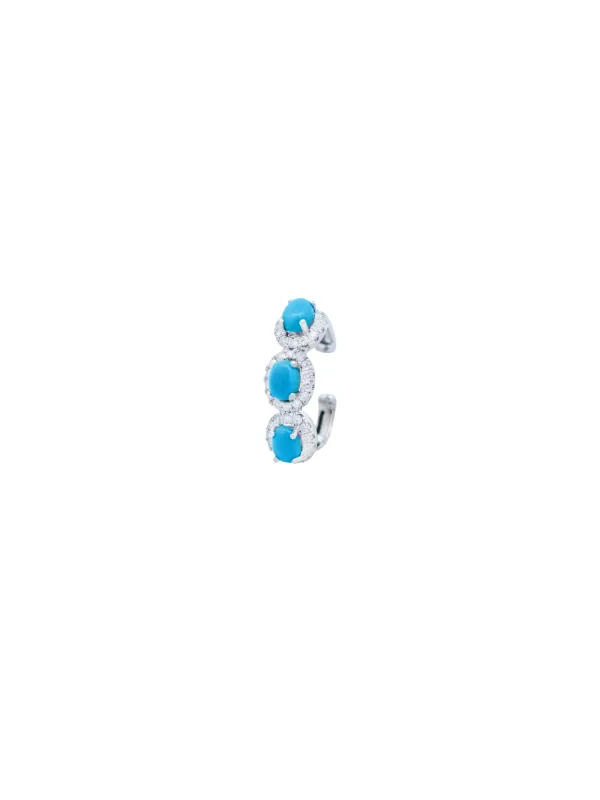 0.20ct Diamond Turquoise 18K Gold Three Stone Ear Cuff sold by Wish Fine Jewelry