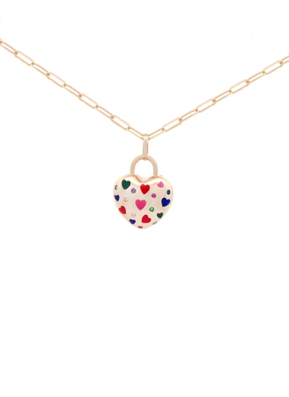 14K Gold Enamel Heart Pendant sold by Wish Fine Jewelry