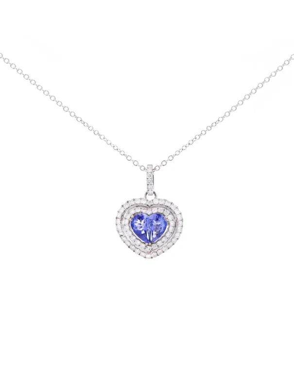 1.16ct Diamond Tanzanite 14K Gold Heart Pendant Necklace sold by Wish Fine Jewelry