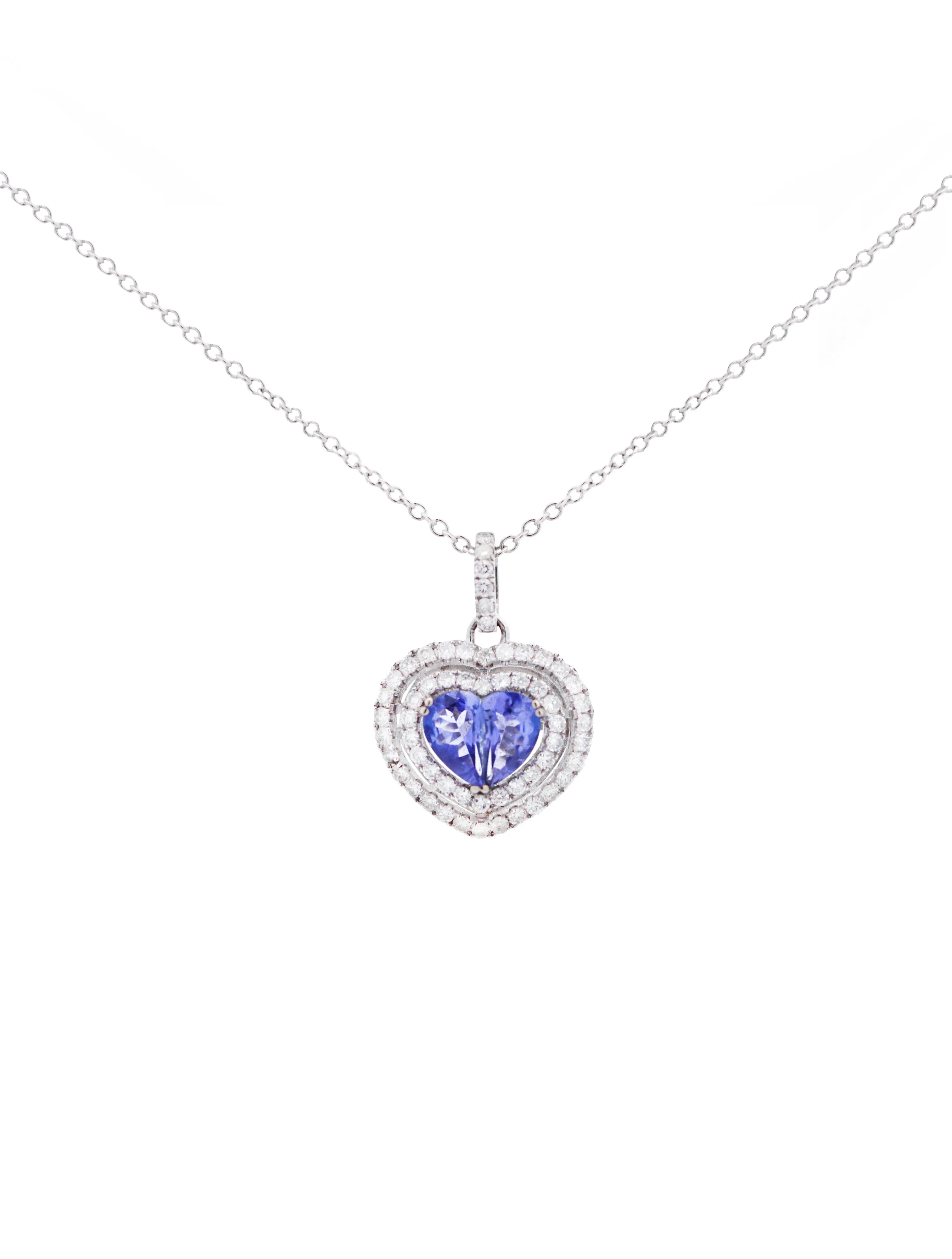 1.16ct Diamond Tanzanite 14K Gold Heart Pendant Necklace sold by Wish Fine Jewelry