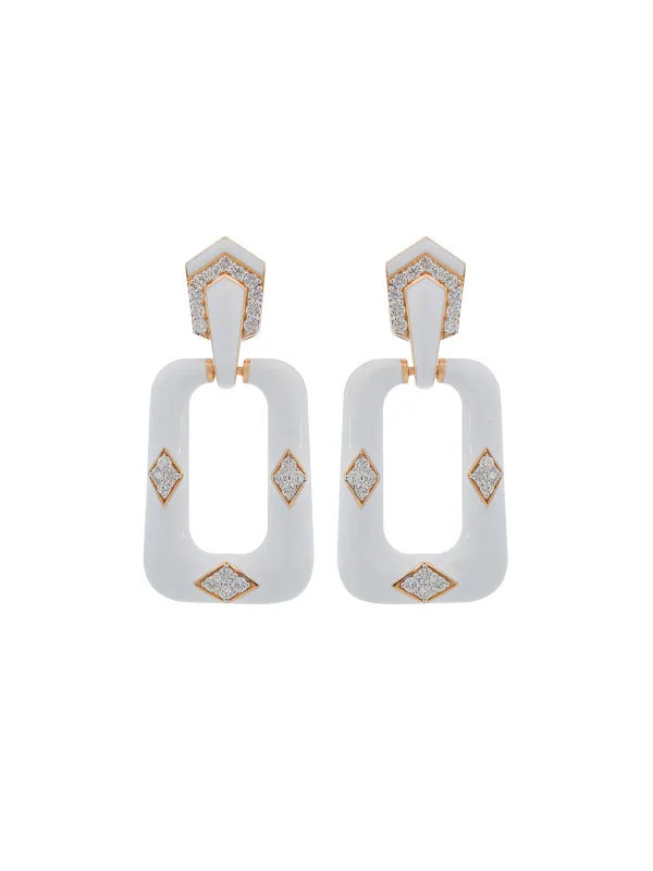 1.47ct Diamond 18K Gold Enamel Earrings sold by Wish Fine Jewelry