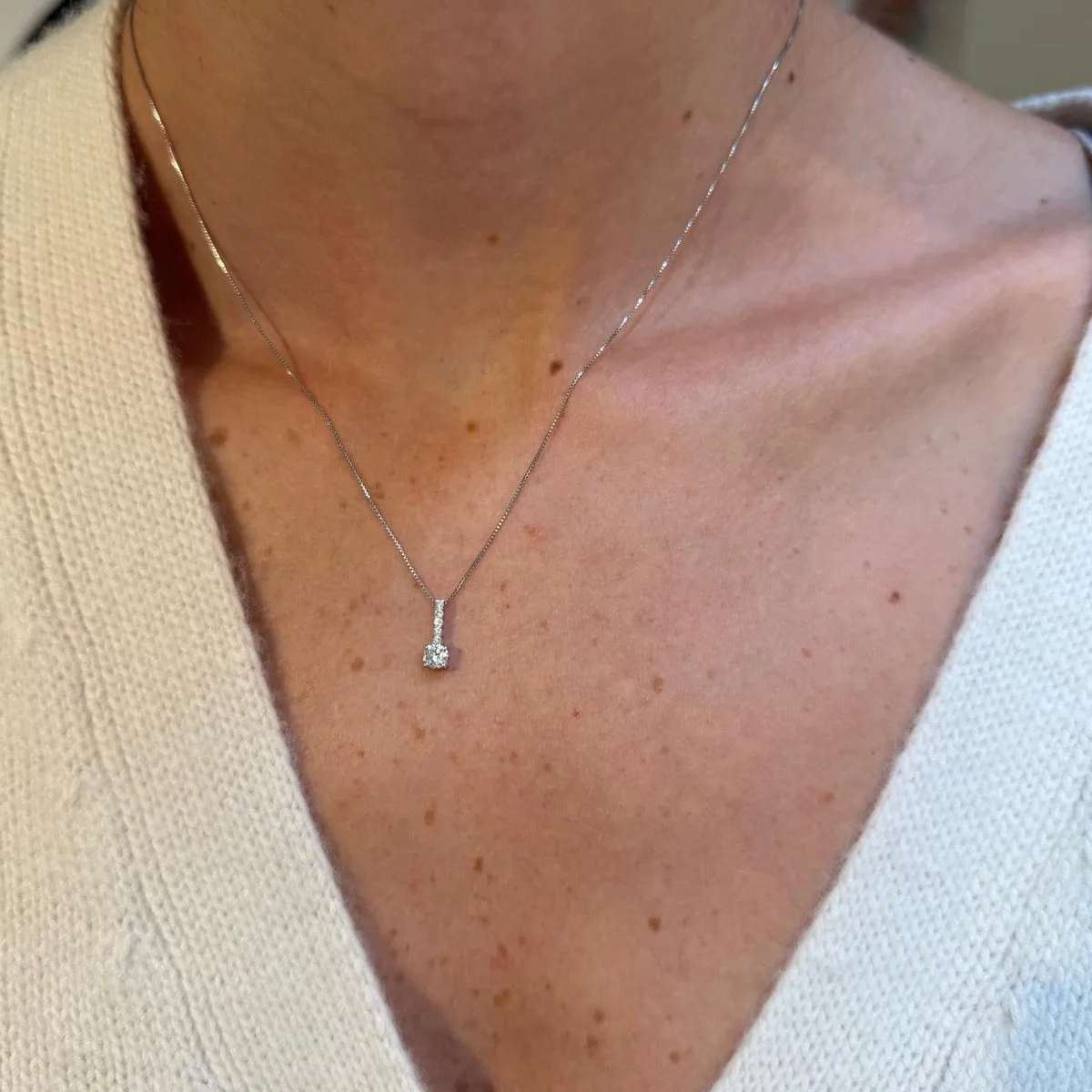 0.65ct Diamond Platinum Solitaire Pendant Chain Necklace sold by Wish Fine Jewelry product image thumbnail 2