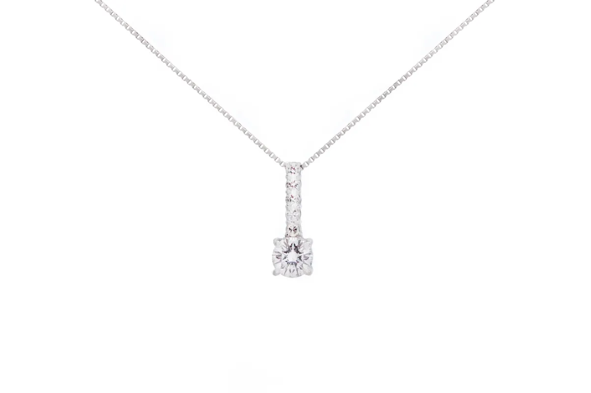 0.65ct Diamond Platinum Solitaire Pendant Chain Necklace sold by Wish Fine Jewelry