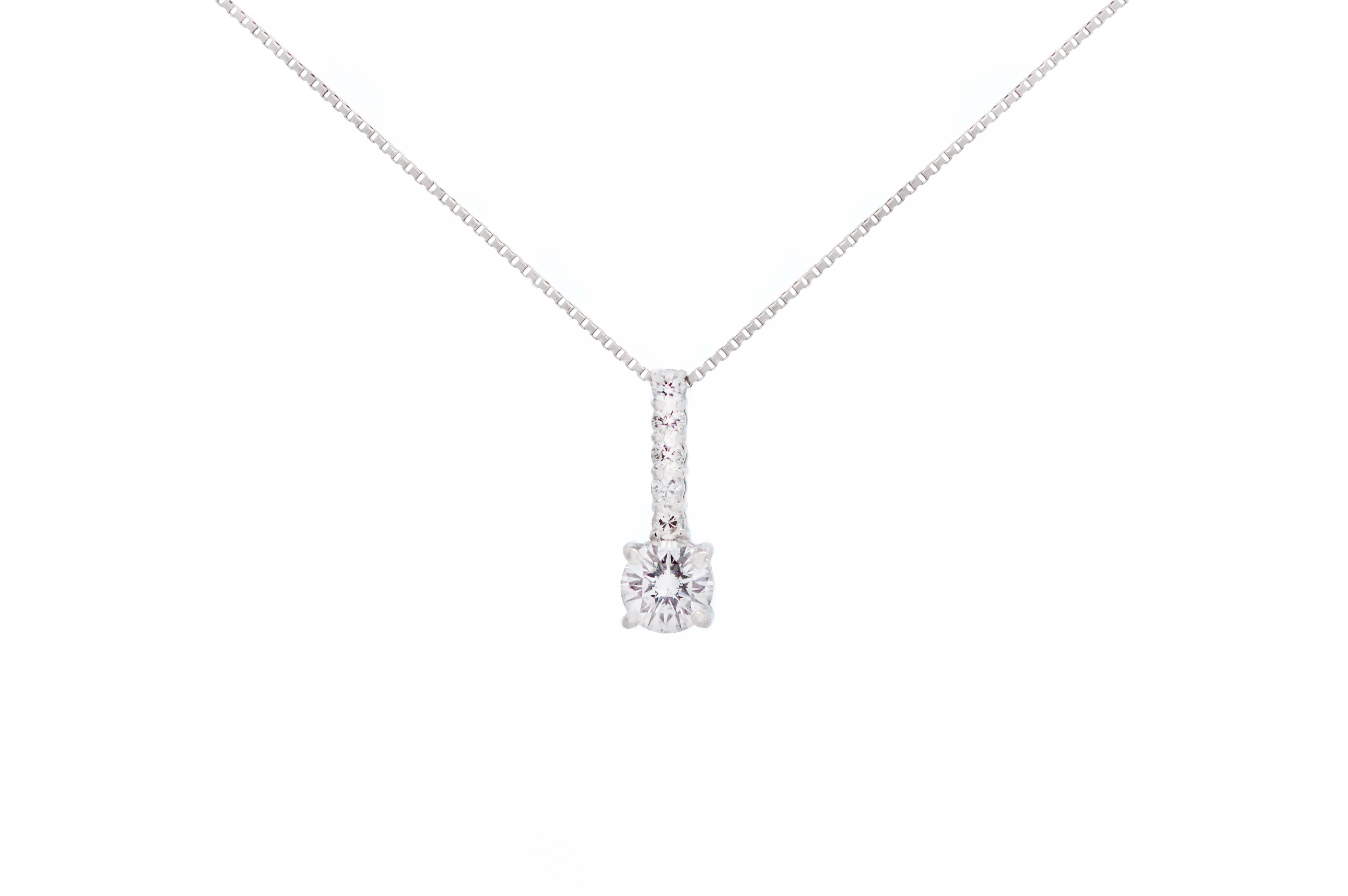 0.65ct Diamond Platinum Solitaire Pendant Chain Necklace sold by Wish Fine Jewelry