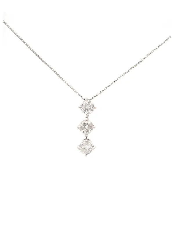 1.00ct Diamond Platinum Three Stone Pendant Chain Necklace sold by Wish Fine Jewelry