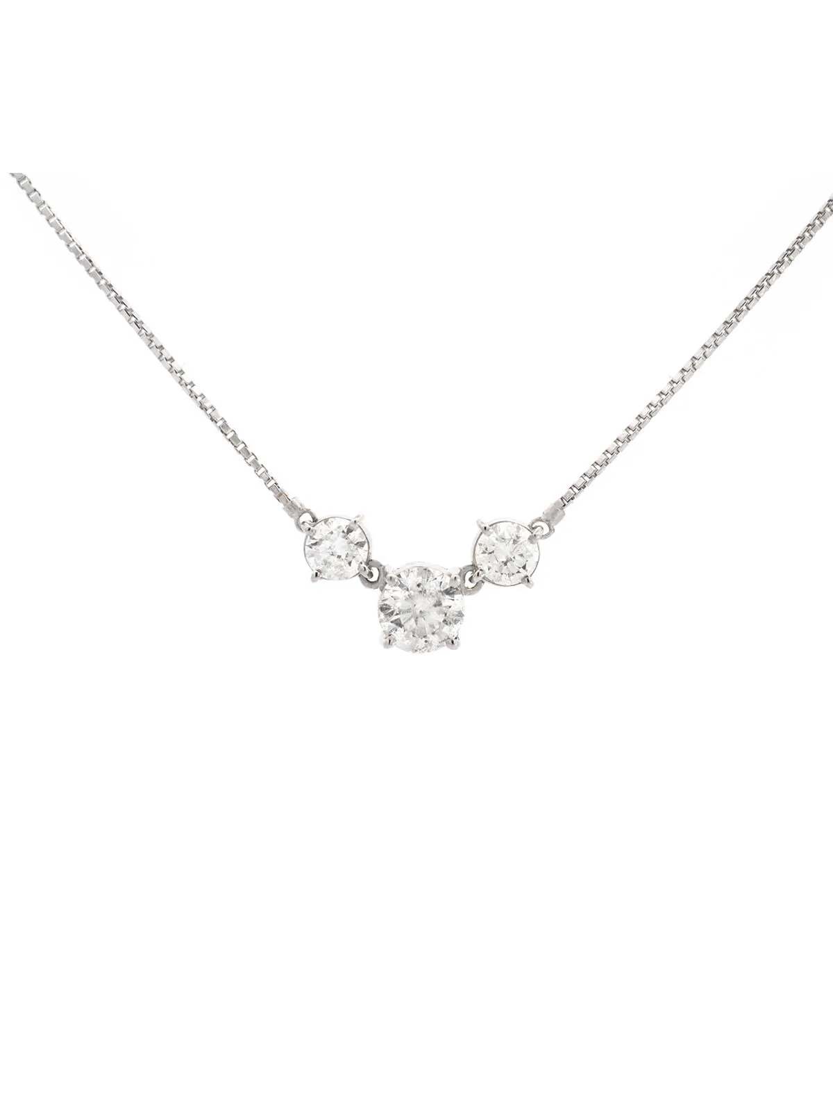 2.00ct Diamond Platinum Three Stone Chain Necklace sold by Wish Fine Jewelry