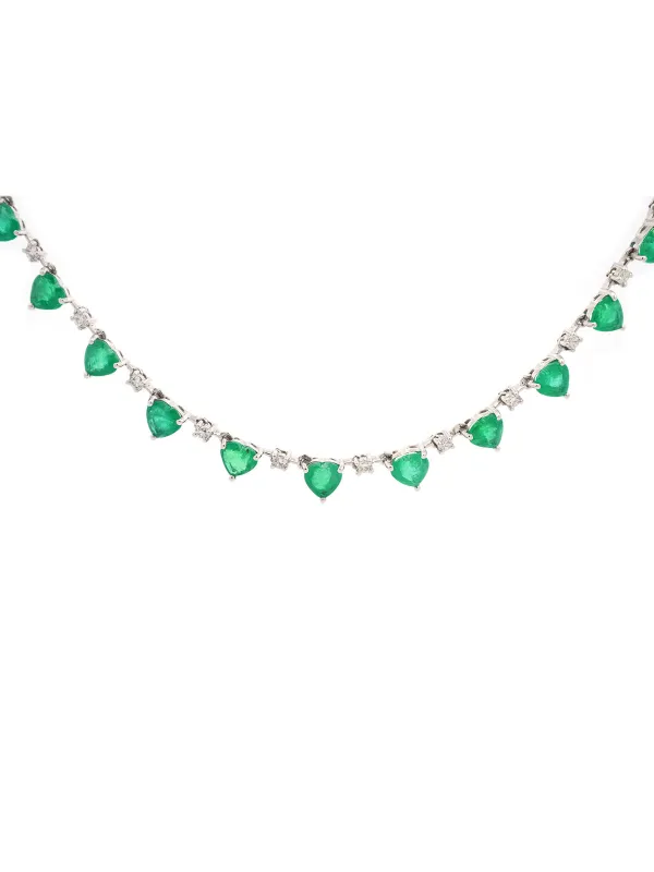 10.14ct Diamond Emerald Heart 18K Gold  Necklace sold by Wish Fine Jewelry