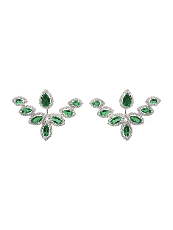3.44ct Diamond Emerald 18K Gold Day & Night Earrings sold by Wish Fine Jewelry