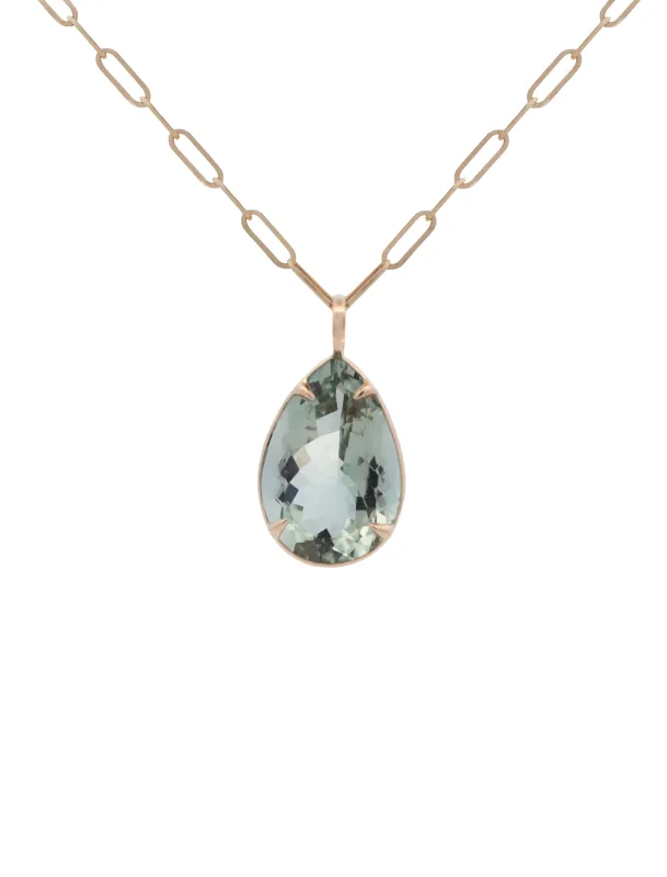 Prasiolita 18K Gold Statament Pendant sold by Wish Fine Jewelry