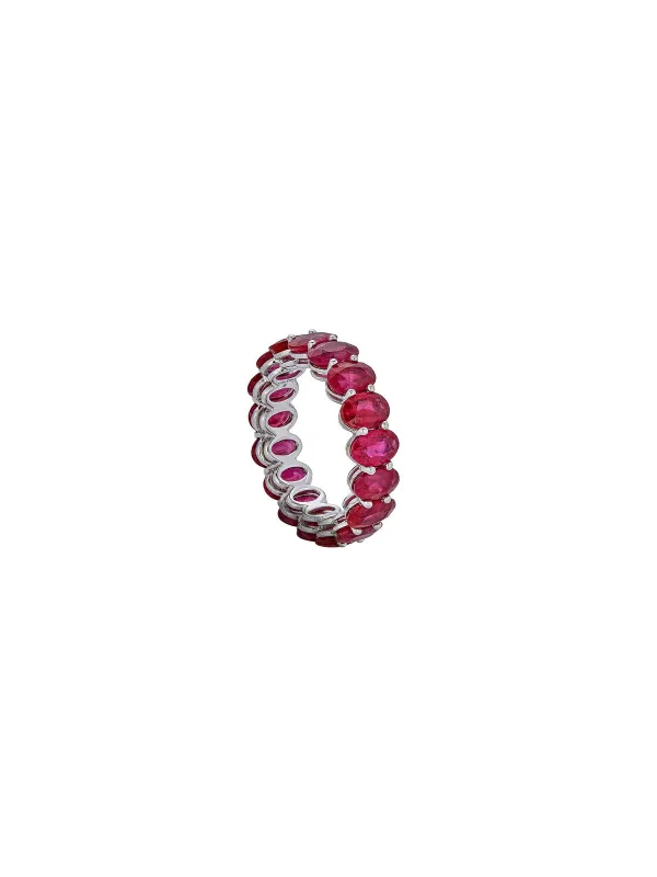 5.72ct Ruby 18K Gold Oval Eternity Ring made by Wish Fine Jewelry
