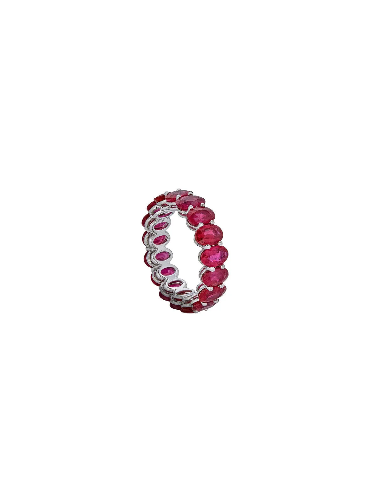 5.72ct Ruby 18K Gold Oval Eternity Ring sold by Wish Fine Jewelry
