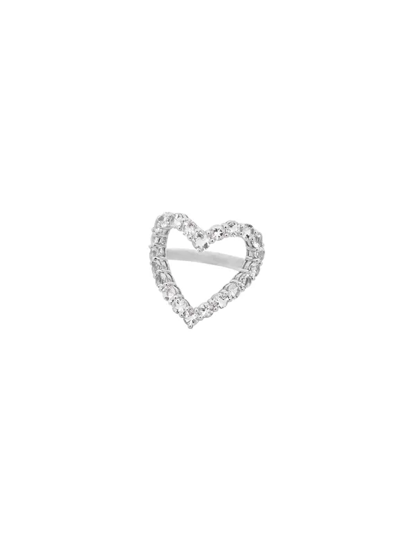 1.80ct White Topaz 18K White Gold Open Heart Ring sold by Wish Fine Jewelry